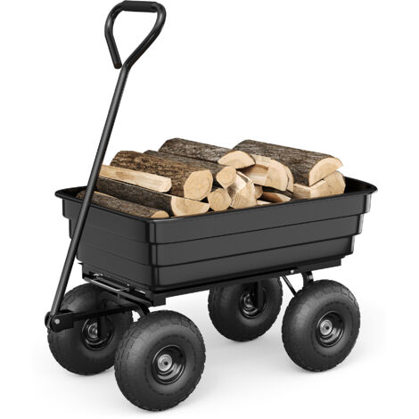 Chariot de Jardin Basculeur Renforcé - Capacité 600 lb (272 kg) -Réglable à 180° - Roues Tout-Terrain 10"- Résistant à la Rouille