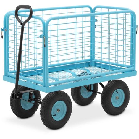 Chariot de jardin Chariot de jardin 4 roues Barrières latérales amovibles 400 kg - Bleu