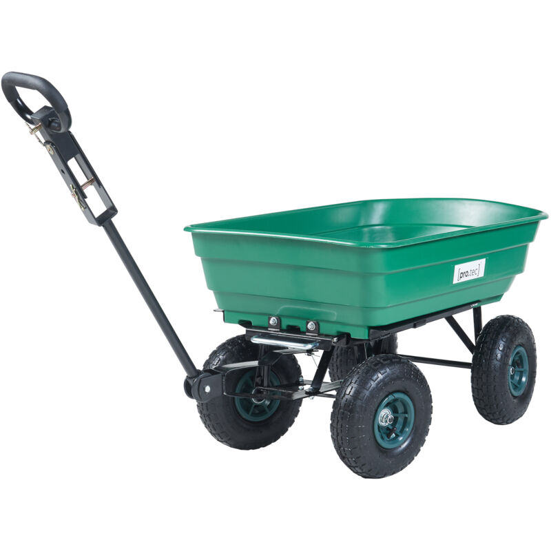 Chariot de jardin Corfinio benne basculante capacité de charge 250 kg vert noir Pro.tec
