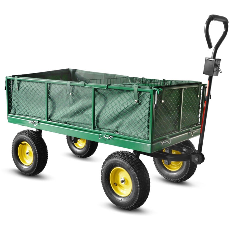 Elem Garden Technic - Chariot de jardin en acier avec bâche amovible 138x62x68CM
