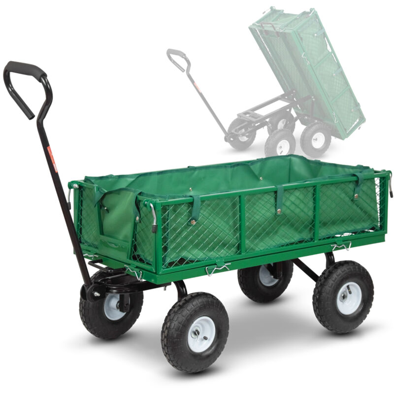 Chariot de jardin en acier avec bâche amovible et benne basculante 108 x 50 x 95cm - Elem Garden