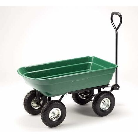 Chariot de jardin en acier peint avec bac ABS basculant