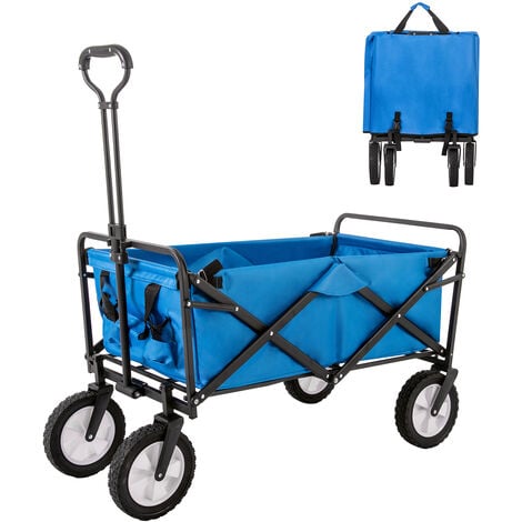 Chariot de jardin pliable 120 kg, chariot de transport, chariot à main avec porte-gobelet en maille, poignée réglable