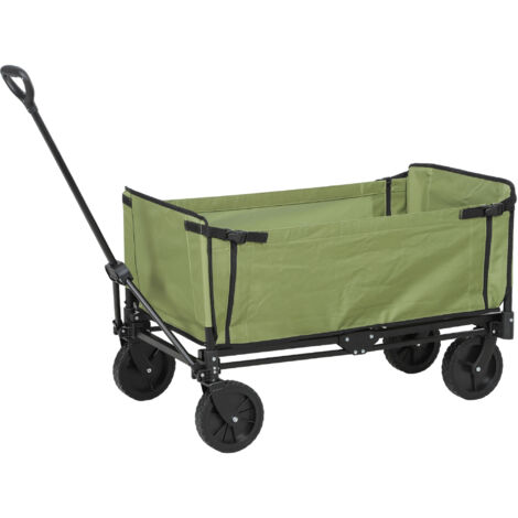 Chariot de jardin pliable 130 L, sac amovible, poignée télescopique pivotante, 90 x 50 x 60 cm, noir