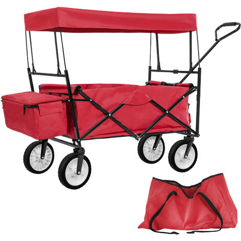 Chariot de jardin pliable 70 kg avec toit + sacoche