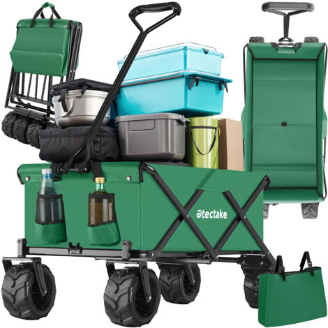 Chariot de jardin pliable 80 kg tout-terrain - chariot de transport a main, remorque de jardin, charette a bras sur maison