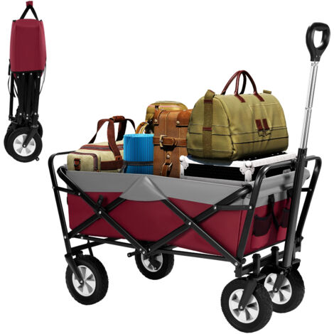 Chariot de jardin pliable à 4 roues, chariot de transport d'outils pour camping, plage, jardin, courses, capacité de charge : 80 kg