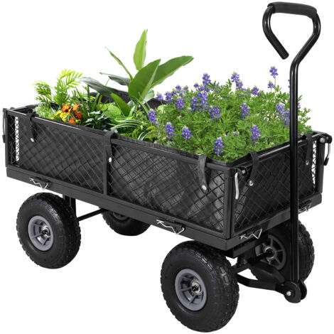 Chariot de Jardin Pliable en Acier Renforcé avec Bâche Amovible - Capacité 227 kg (500 lbs)