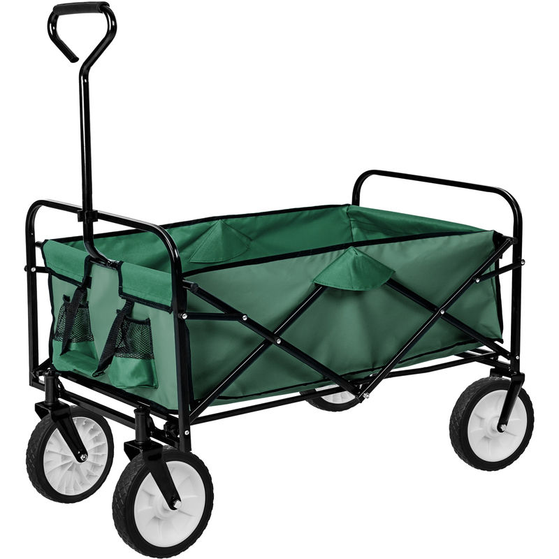 Chariot de jardin pliable 80 kg - chariot de transport a main, remorque de jardin, charette a bras sur maison - vert
