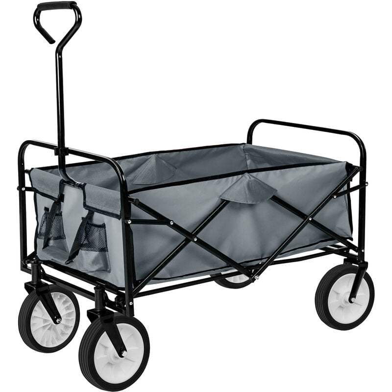 Chariot de jardin pliable 80 kg - chariot de transport a main, remorque de jardin, charette a bras sur maison - gris