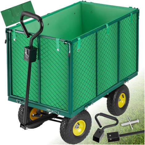 Chariot de jardin vert en métal, parois rabattables