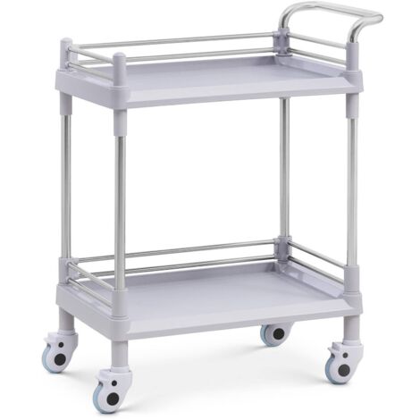 Chariot De Laboratoire Roulant Rangement 2 Tablettes Capacité 20 Kg Avec Freins