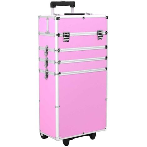 Chariot de maquillage Valise de maquillage  Aluminium Rose 15644