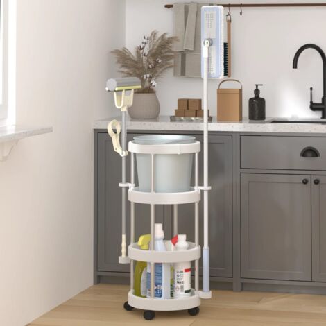 Chariot de ménage avec panier de rangement Aluminium vidaXL