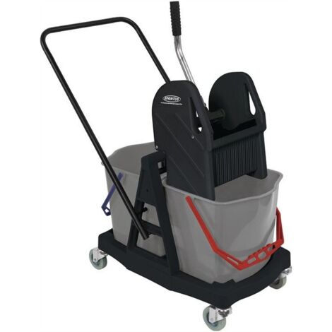Chariot de nettoyage avec 2 seaux 17 l – Presse à double mâchoire – Structure en plastique et métal – Dimensions 430x750x840 mm – Sprintus
