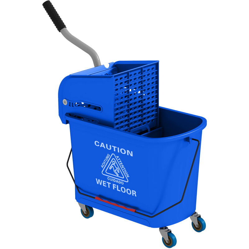 Chariot de nettoyage lavage seau de ménage 20 l avec essoreur et séparateur eau sale propre bleu