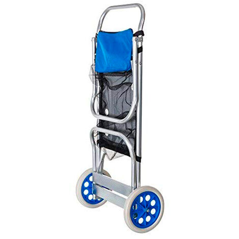 Chariot de Plage à Roulettes Solenny Pliable Convertible en Table d’Aluminium