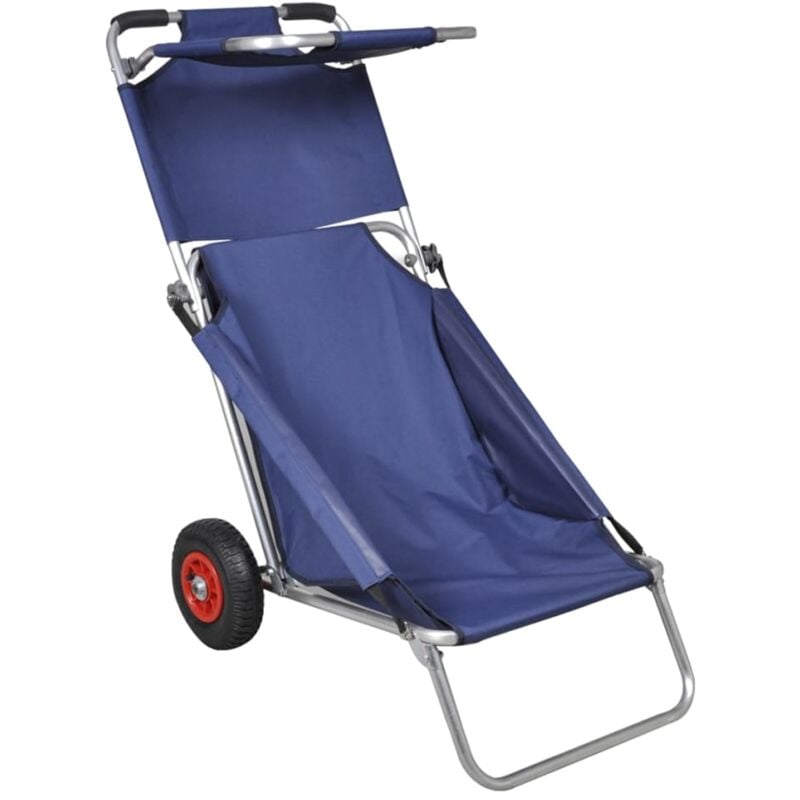 Chariot de plage avec roues portable et pliable Bleu vidaXL - Bleu