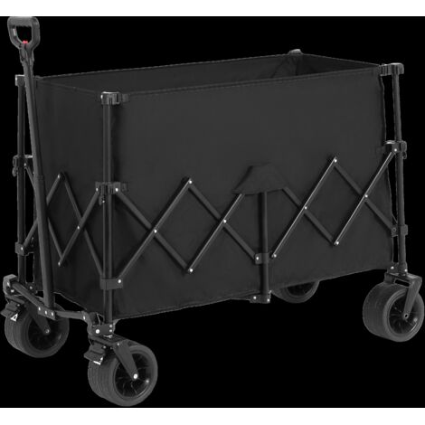 Chariot de plage pliable, capacité de 100 kg, grandes roues,équipé de grandes roues tout-terrain pour la plage et d'un porte-gobelets. Noir