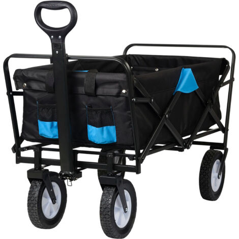 Chariot de plage pliable et utilitaire, chariot robuste et pliable de grande capacité, chariot d'extérieur portable pour jardin et camping