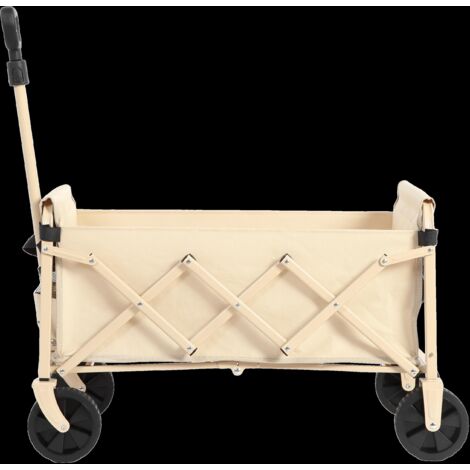 Chariot de plage pliable, léger et portable, robuste, avec roues - un chariot polyvalent d'extérieur adapté aux courses, au camping, au shopping, au sport et au jardinage  grande capacité - beige.