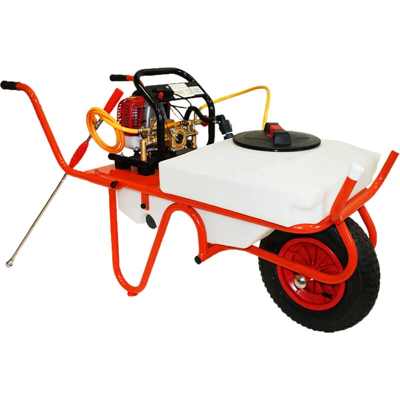 Bricoferr - Chariot de sulfatage avec moteur à essence 2 temps et capacité de 50 litres