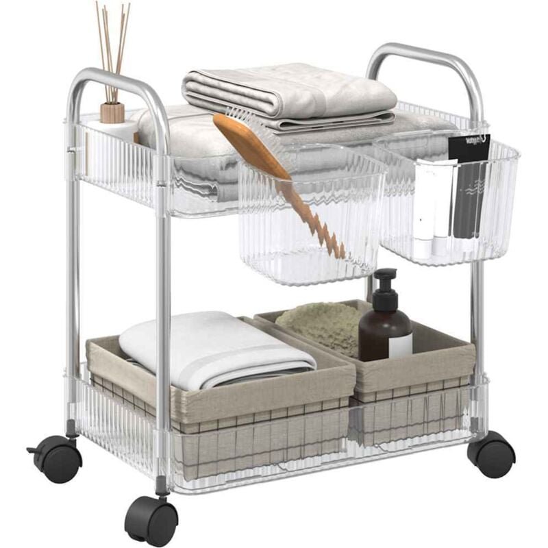 Vidaxl - Chariot de rangement à 2 niveaux transparent acrylique