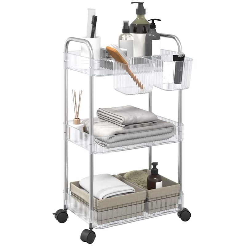 Vidaxl - Chariot de rangement à 3 niveaux transparent acrylique