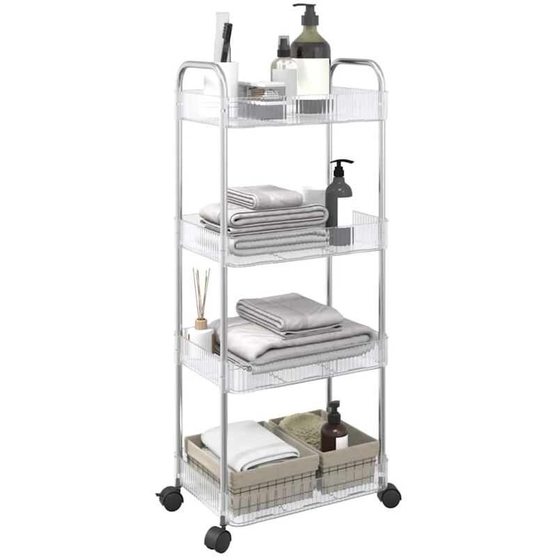 vidaXL Aufbewahrungswagen 4 Etagen Transparent 37x28x95 cm Acryl
