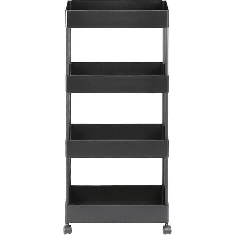Chariot de rangement à roulettes large, 40 x 22 x 90 cm, Noir