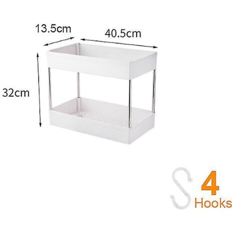 Chariot de rangement étroit et mince à 2/3/4 niveaux, étagère mobile, organiseur de tiroirs coulissants pour cuisine, salle de bain et buanderie - 2 niveaux - étroit