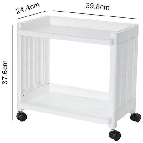 Chariot de rangement étroit et mince à 2/3/4 niveaux, étagère mobile, organiseur de tiroirs coulissants pour cuisine, salle de bain et buanderie - 2 niveaux, largeur 1
