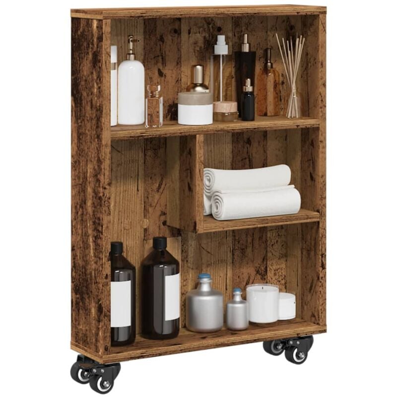 Vidaxl - Chariot de rangement étroit vieux bois bois d'ingénierie