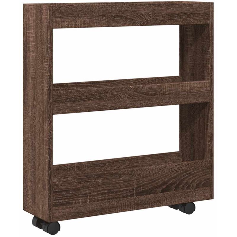 Vidaxl - Chariot de rangement étroit 3 niveaux chêne marron