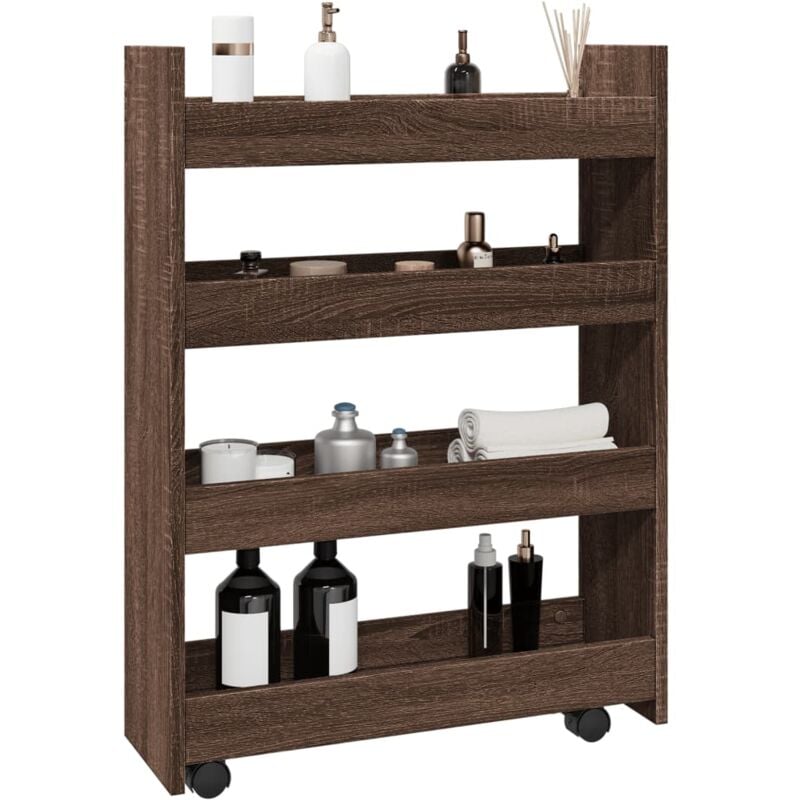 Vidaxl - Chariot de rangement étroit 4 niveaux chêne marron