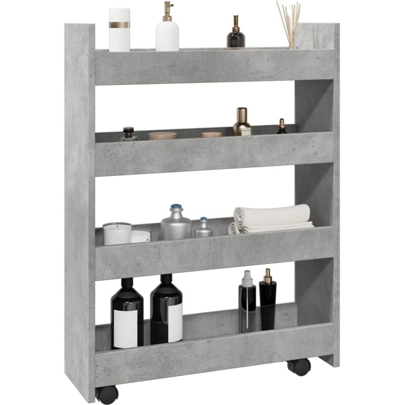 Vidaxl - Chariot de rangement étroit 4 niveaux gris béton