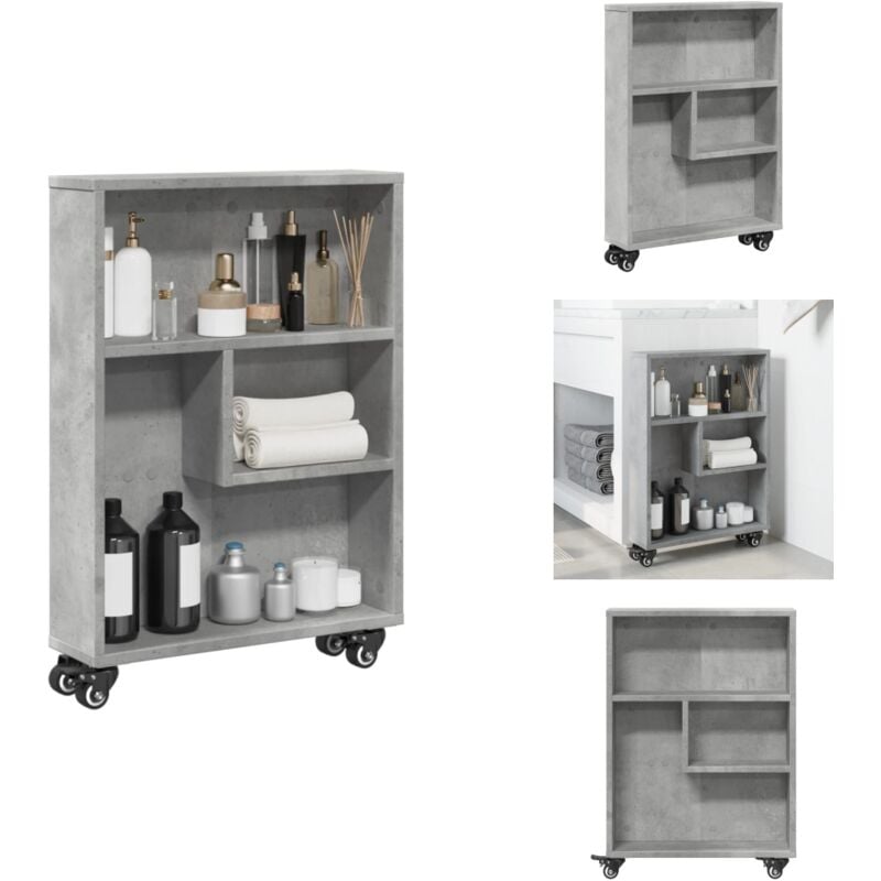 Vidaxl - Chariot de rangement étroit gris béton bois d'ingénierie - Chariot De Rangement Étroit - Chariots De Rangement Étroits -chariot De Rangement