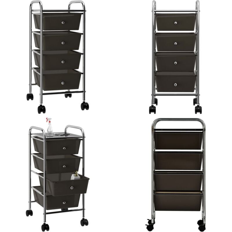 Chariot de rangement mobile à 4 tiroirs Noir Plastique - chariot de rangement - chariots de rangement - Home & Living