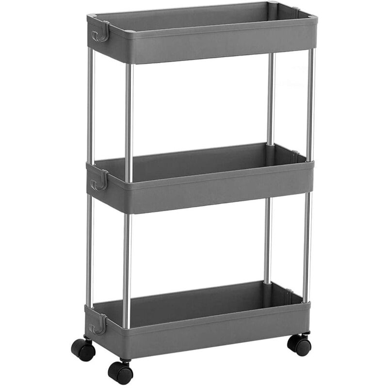 Helloshop26 - Chariot de rangement mobile sur 3 niveaux étagère sur roulettes gain de place étagère fine pour salle de bain cuisine design ajouré 40