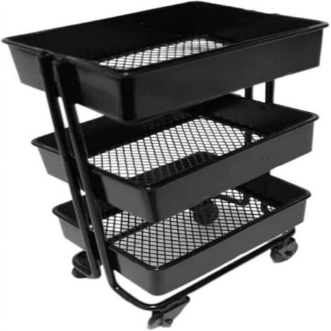 Chariot de rangement moderne, construction métallique robuste avec chariot utilitaire à roulettes pour une maniabilité optimale (dimensions non fournies) (noir)