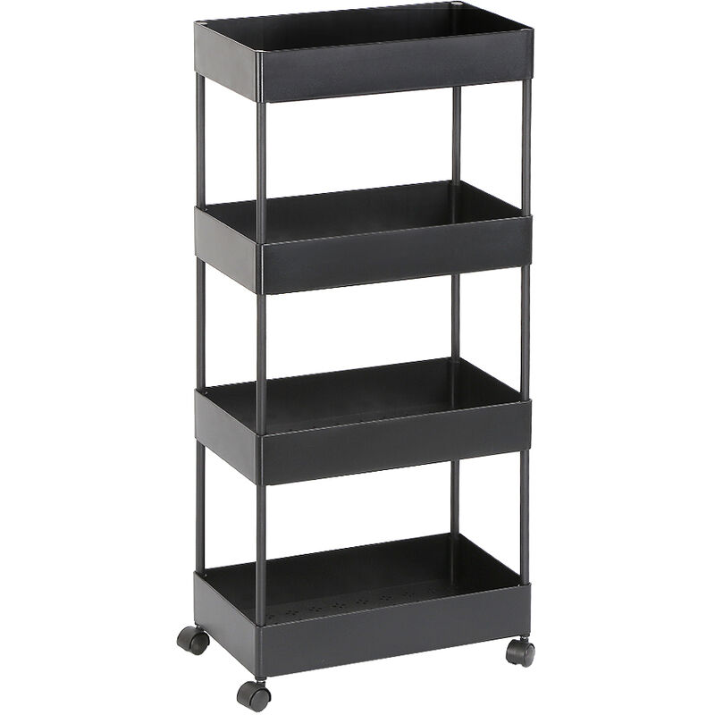 Yongqing - Chariot de Rangement Slim,Chariot de Rangement à roulettes,4 Niveaux,Noir,40×22×90cm