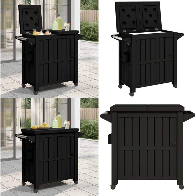 Vidaxl - Chariot de service 3 en 1 noir polypropylène - Chariot De Service - Chariot Bar - Meuble Extérieur - Mobilier Jardin - Glacière Mobile
