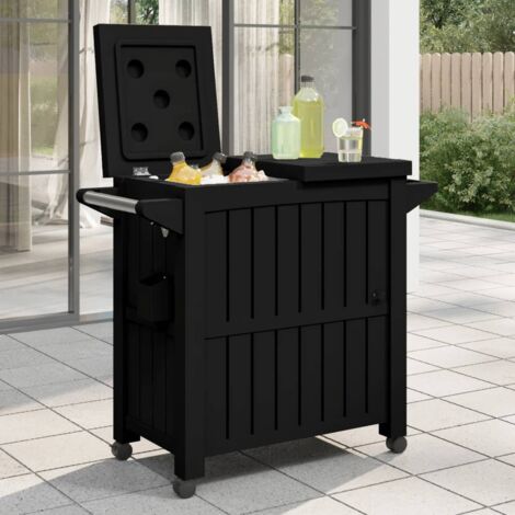 Vidaxl – Chariot de service 3 en 1 noir polypropylène – 4 roues dont 2 verrouillables – Compartiment inférieur 64,5 x 39 x 29 cm – Capacité seau à glace 80 L