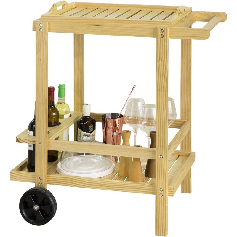 Sobuy - Chariot de Service à roulettes Chariot de Cuisine en Bois Table roulante de Rangement Dessert ® FKW95-N