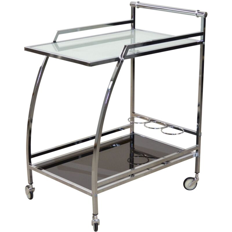 Décoshop26 - Chariot de service bar sur roulettes avec chassis tube en acier revêtement chromé MED05139