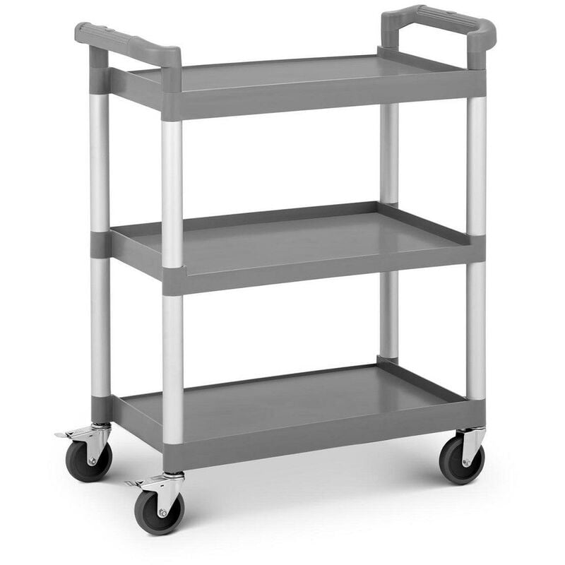 Chariot de service cuisine en plastique roulette - 3 plateaux - 60 kg aluminium et plastique gris - Gris