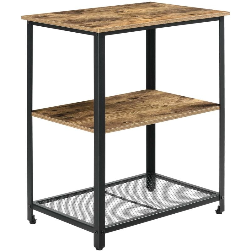 Helloshop26 - Chariot de service de cuisine chariot roulant desserte roulettes verrouillables métal plastique 76,5 x 60 x 40 cm bois foncé noir