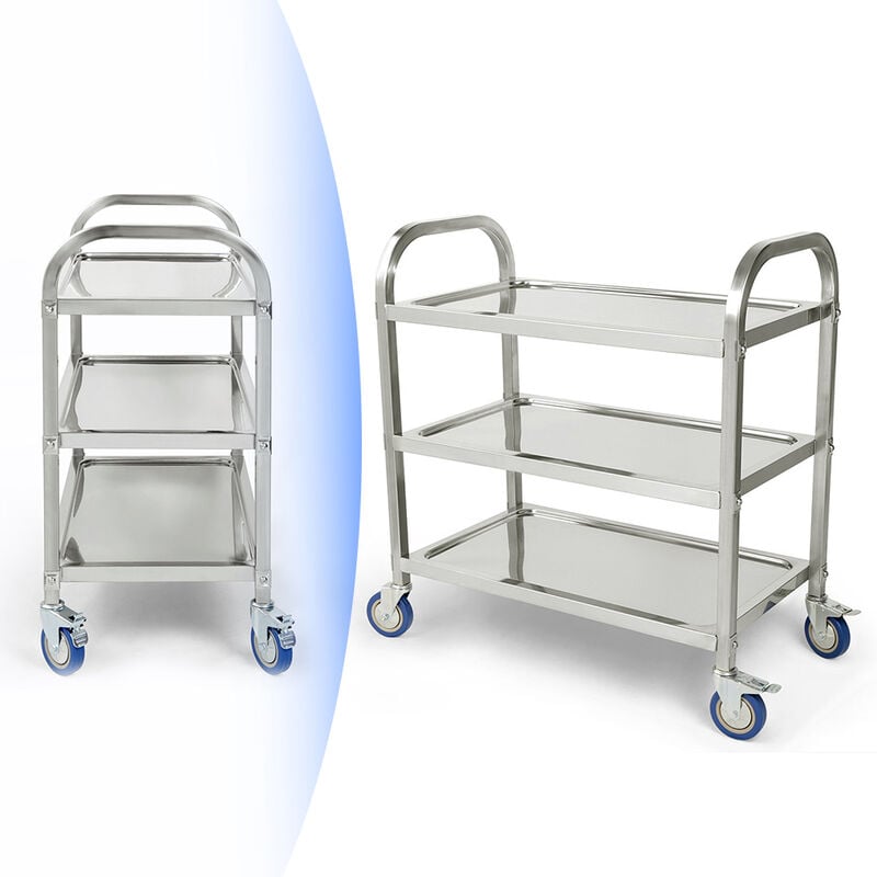 Wyctin - Hofuton Chariot de service desserte de cuisine à roulettes 3 étagères 95L x 50l x 95H cm en acier inoxydable 304