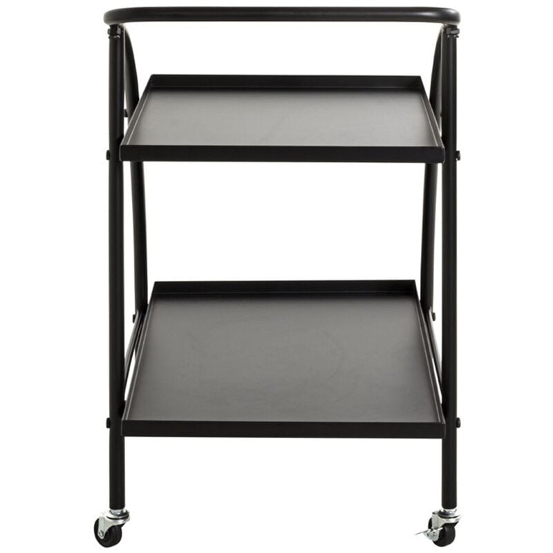 Pegane - Chariot de service, desserte en métal coloris noir -longueur 68 x profondeur 42 x hauteur 71cm