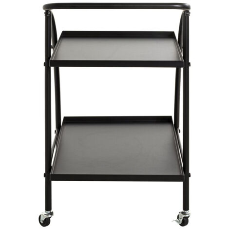 Chariot de service, desserte en métal coloris noir -longueur 68 x profondeur 42 x hauteur 71cm